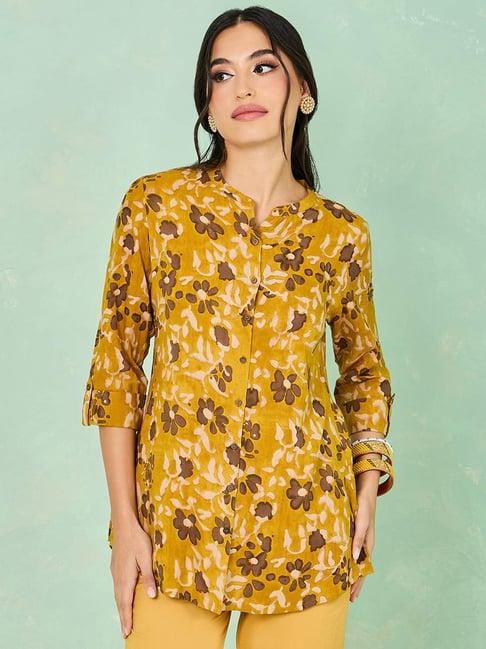 styli mustard printed tunic