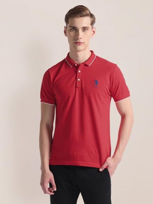 u.s. polo assn. red cotton slim fit polo t-shirt