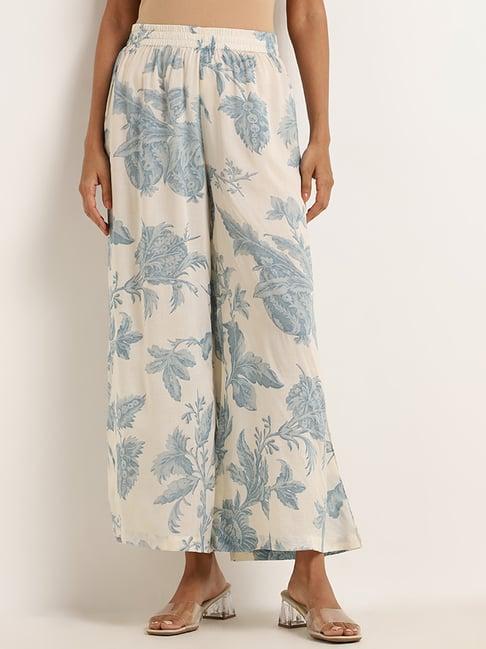 zuba by westside indigo botanical print palazzos