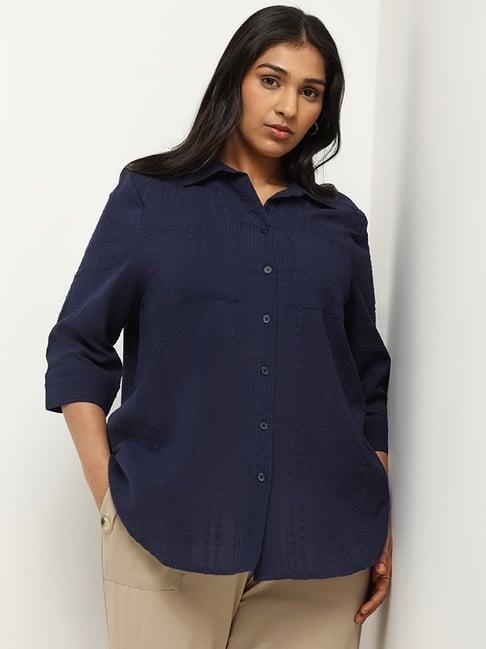 gia by westside navy textured shirt