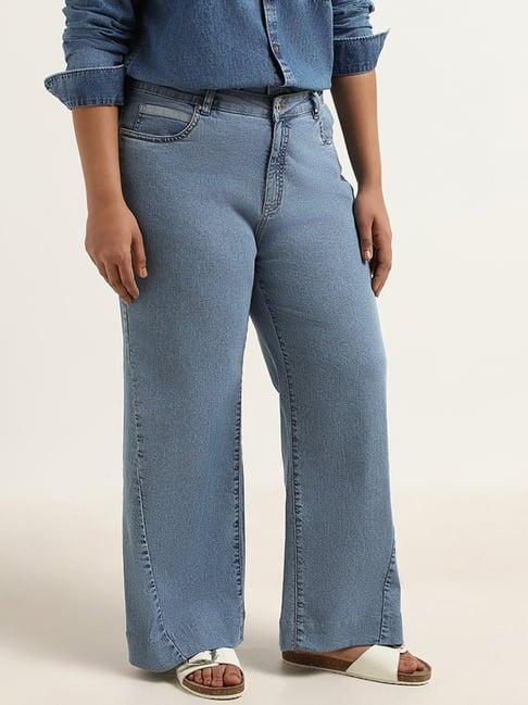 gia by westside blue loose fit mid rise jeans