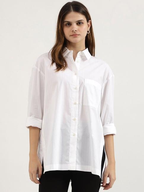 united colors of benetton white striped shirt