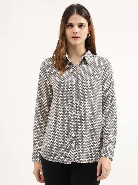 united colors of benetton brown printed shirt