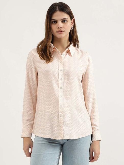 united colors of benetton pink printed shirt