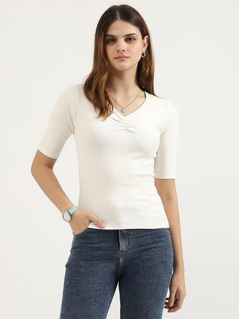 united colors of benetton off white top