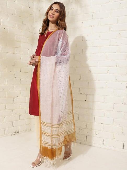 fabindia white printed dupatta