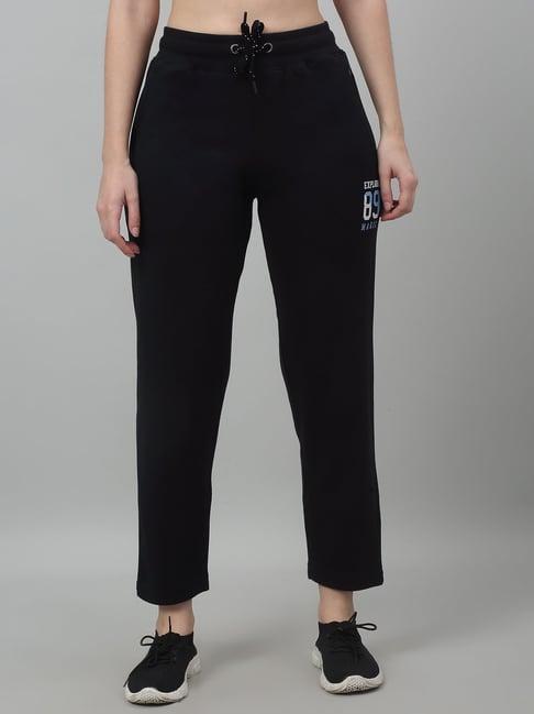 cantabil navy poly cotton regular fit mid rise trackpants