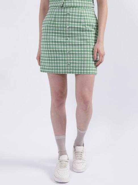 iconic green chequered shift skirt