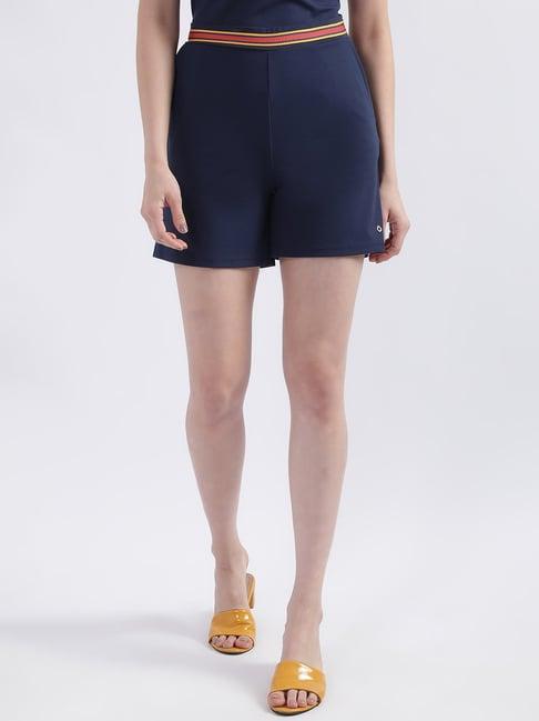 iconic navy mid rise shorts