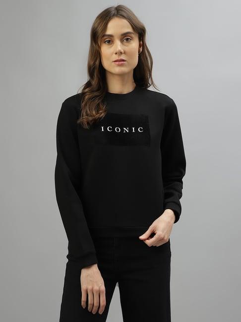 iconic black logo print sweatshirt