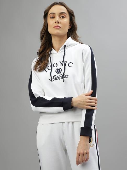 iconic white embroidered sweatshirt