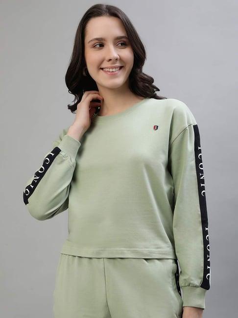 iconic green cotton logo print sweatshirt