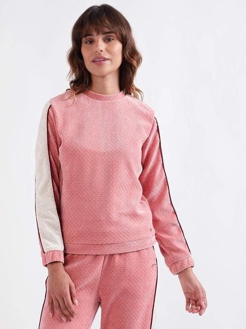 iconic pink self pattern sweatshirt