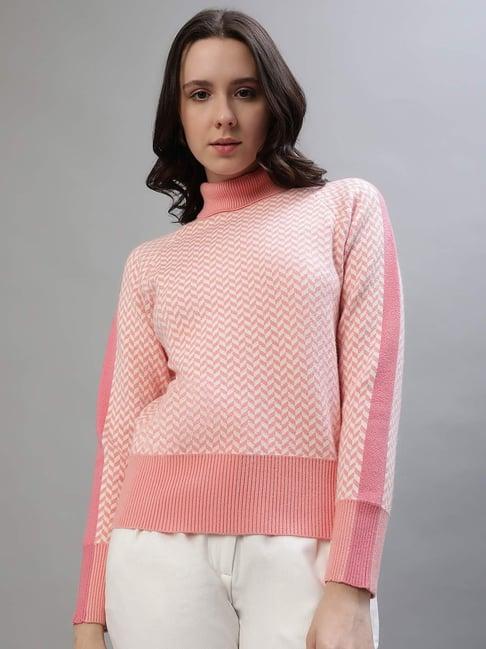 iconic pink cotton printed sweater