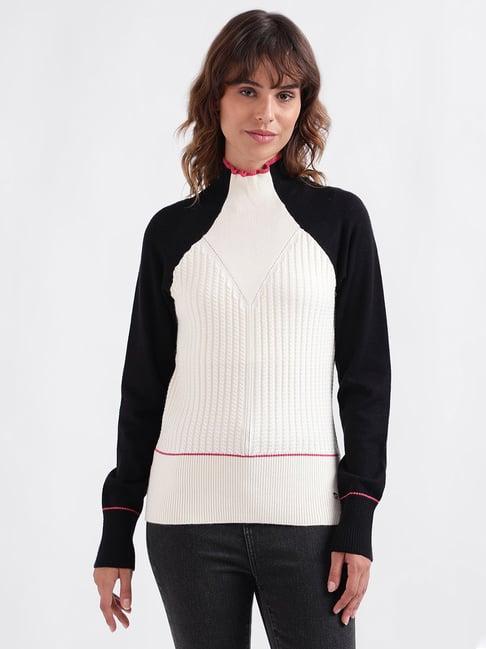 iconic white & black color-block sweater