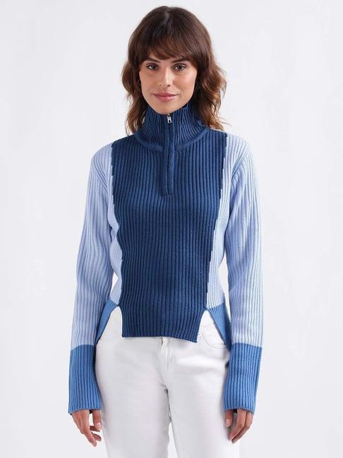 iconic blue color-block sweater