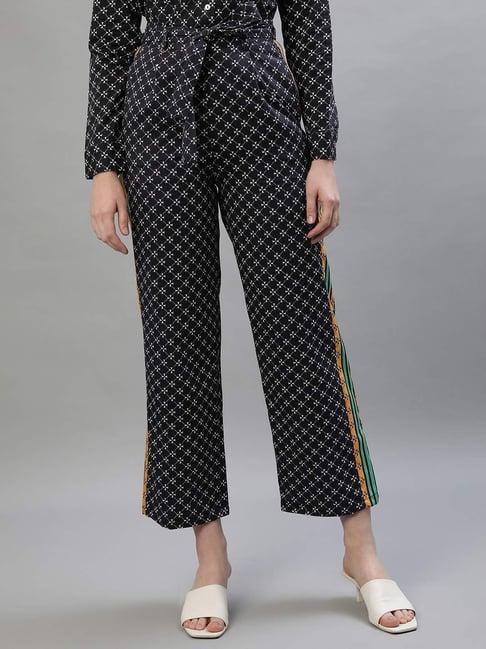 iconic navy cotton printed trousers