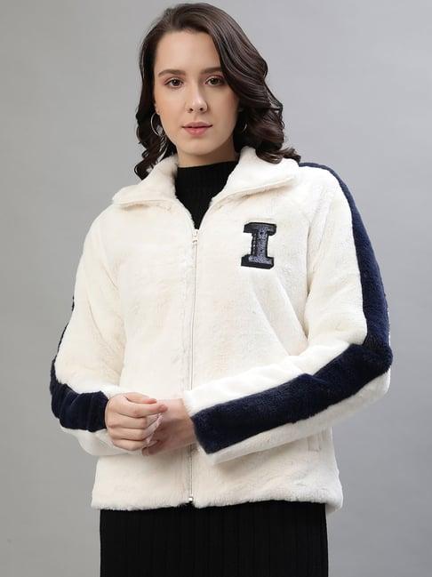 iconic white self pattern jacket