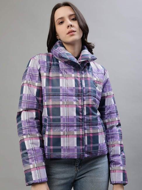 iconic purple chequered jacket