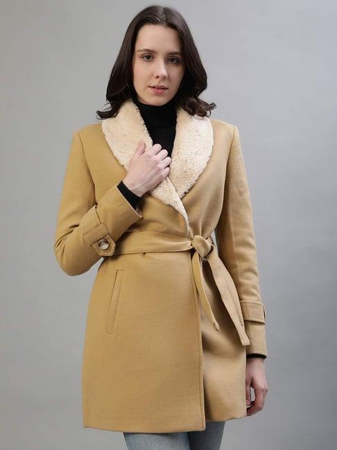 iconic beige regular fit coat