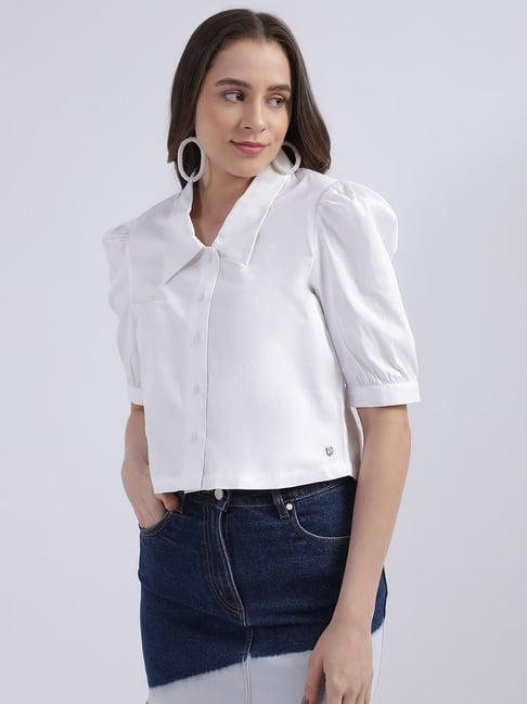 iconic white cotton regular fit shirt