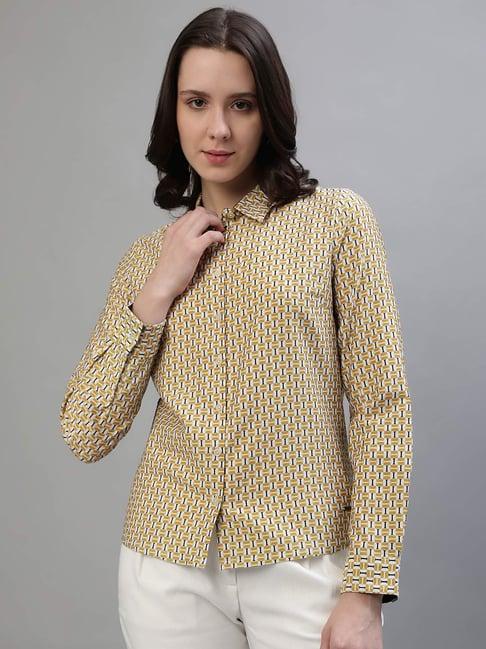 iconic yellow cotton printed shirt