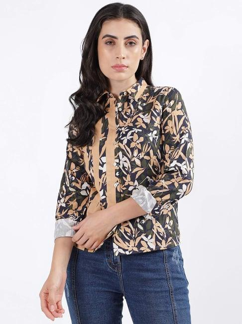 iconic navy cotton printed shirt