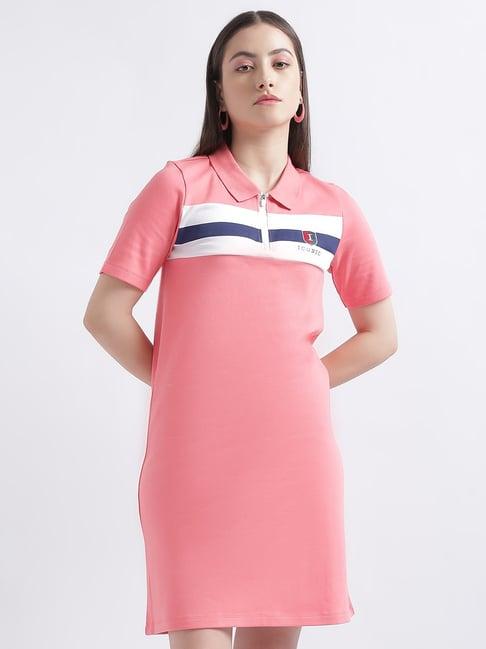 iconic pink striped shift dress