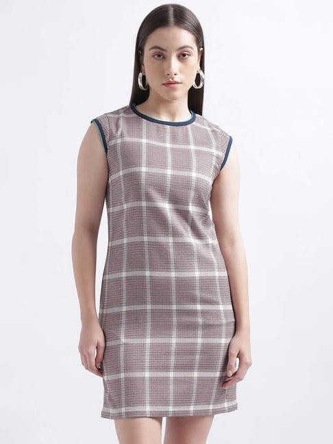 iconic red chequered shift dress