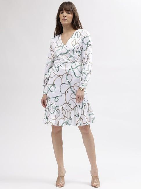 iconic white cotton printed a-line dress