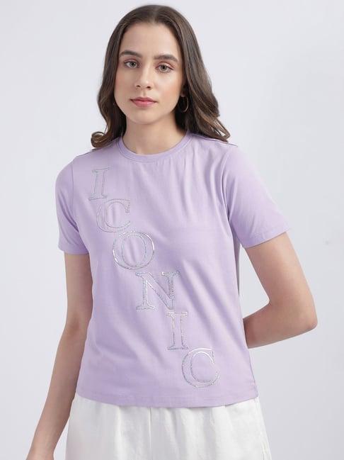 iconic purple cotton printed t-shirt