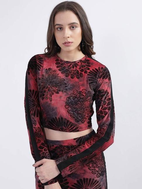 iconic red printed crop top