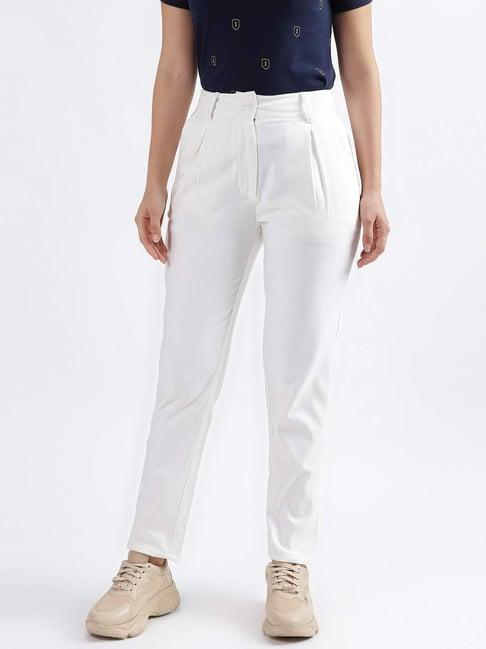 iconic pearl white mid rise trousers