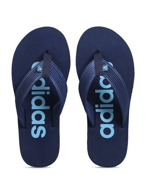 adidas men's yompzee blue flip flops