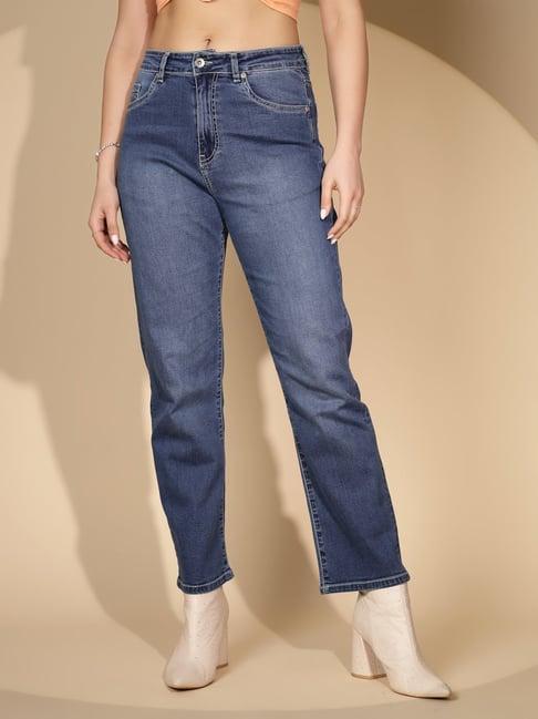 global republic blue denim regular fit mid rise jeans