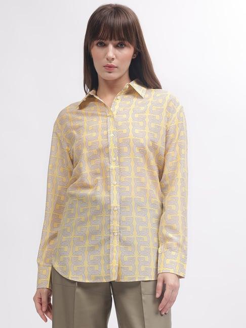 gant yellow logo print shirt