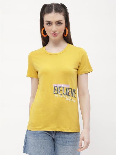 madame mustard cotton graphic print t-shirt