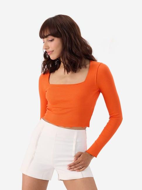 the souled store orange slim fit top