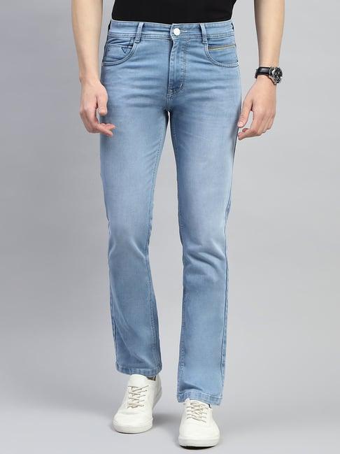 monte carlo light blue narrow fit heavily washed jeans