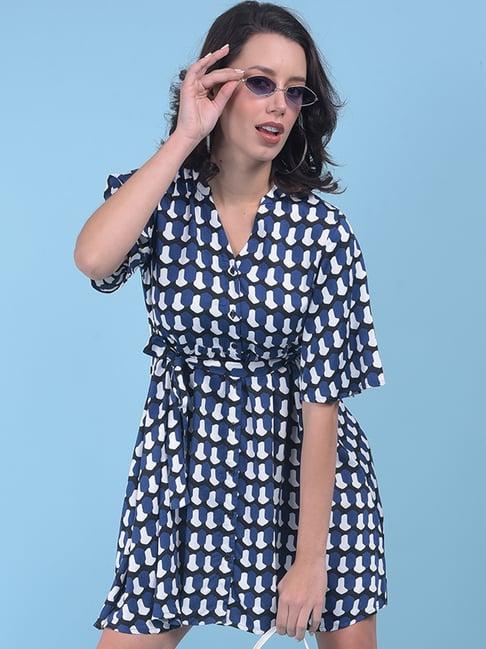 crimsoune club navy & black printed shirt dress