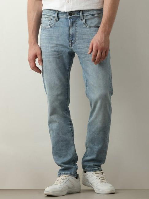 selected homme light blue regular fit heavily washed jeans