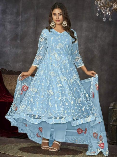 warthy ent blue embroidered unstitched dress material