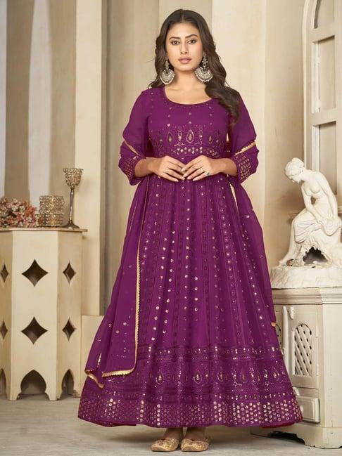 warthy ent purple embellished unstitched dress material