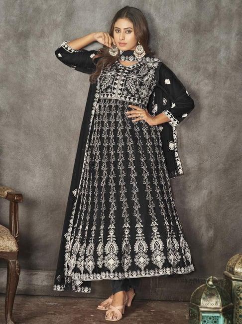 warthy ent black embroidered unstitched dress material