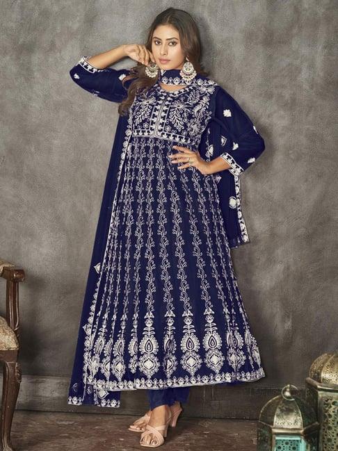 warthy ent blue embroidered unstitched dress material