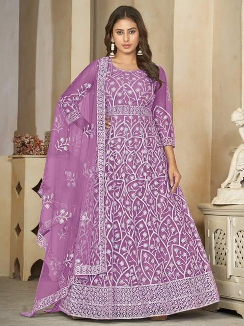 warthy ent lilac embroidered unstitched dress material