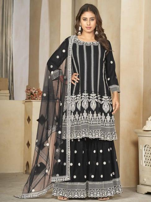 warthy ent black embroidered unstitched dress material