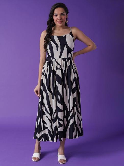 zari jaipur white & black printed maxi dress