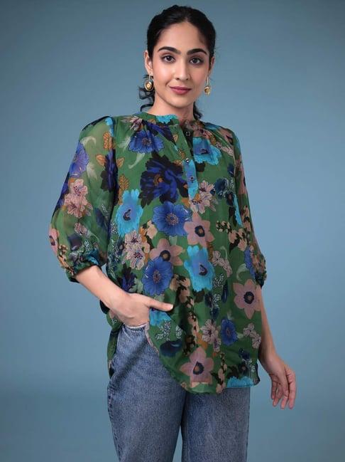 zari jaipur green printed tunic