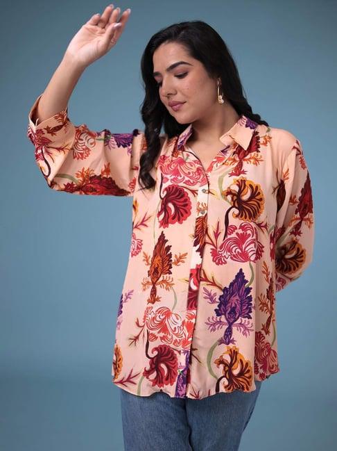 zari jaipur peach printed tunic